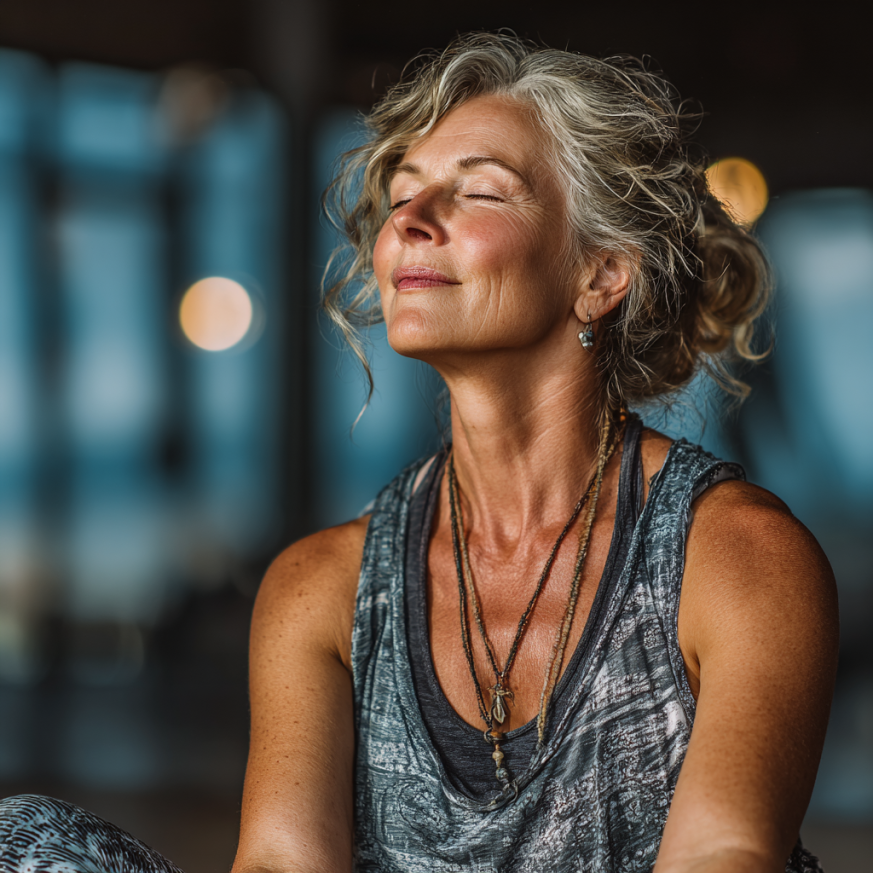 Група людей займається йогою в парку